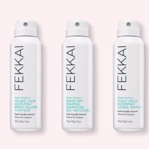 FEKKAI 3p Earth Friendly Flexi Hold Volume Lock Hairspray Dry Shampoo NWT $36